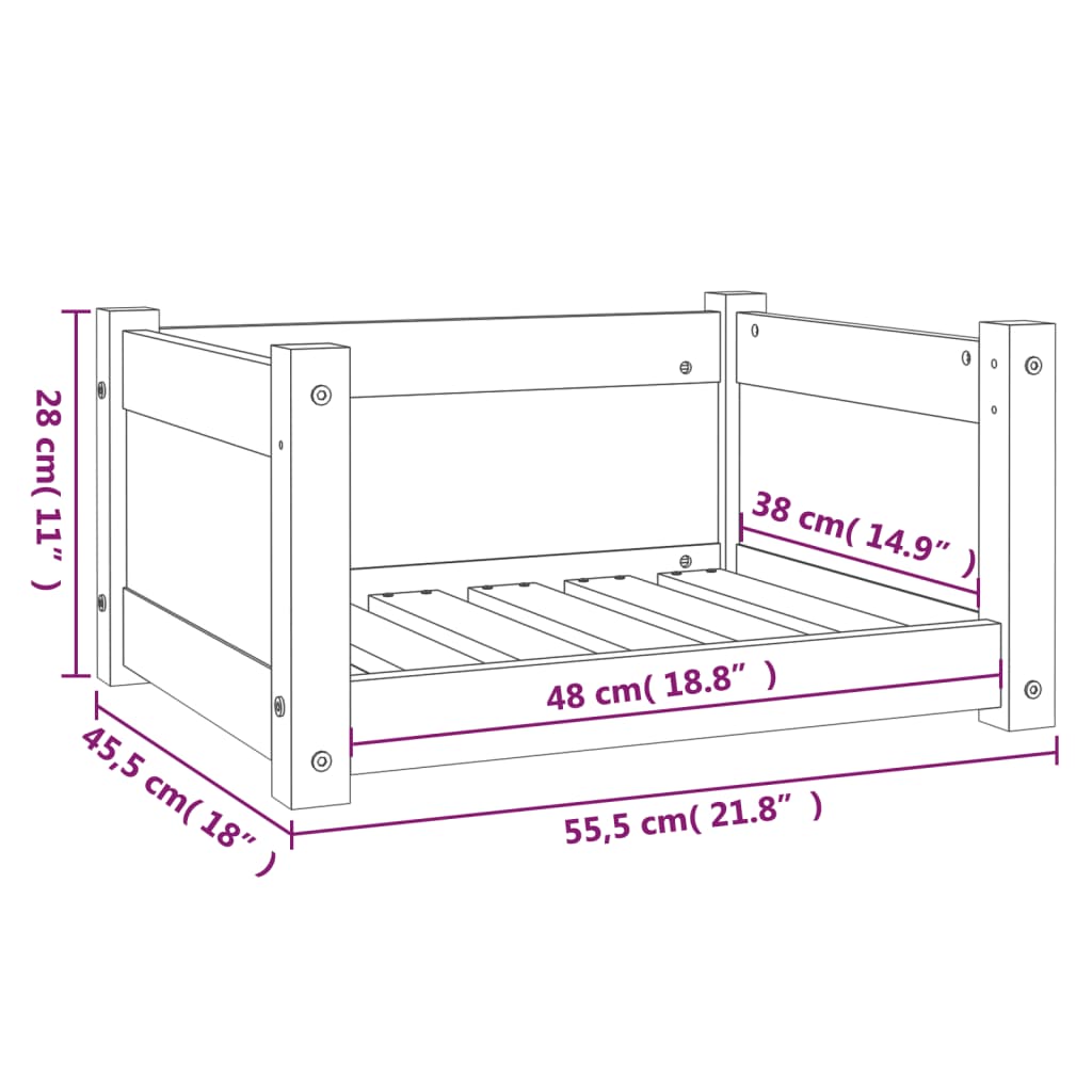 Hundebett Honigbraun 55,5x45,5x28 cm Massivholz Kiefer
