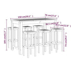 7-tlg. Gartenbar-Set Massivholz Akazie