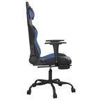 Gaming-Stuhl mit Massage & Fußstütze Schwarz & Blau Kunstleder