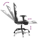 Gaming-Stuhl mit Massage & Fußstütze Schwarz & Weiß Kunstleder