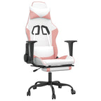 Gaming-Stuhl mit Massage & Fußstütze Weiß und Rosa Kunstleder