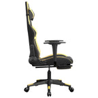 Gaming-Stuhl mit Massage & Fußstütze Schwarz Golden Kunstleder