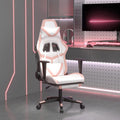 Gaming-Stuhl mit Massage & Fußstütze Weiß & Rosa Kunstleder