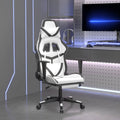 Gaming-Stuhl mit Massage & Fußstütze Weiß & Schwarz Kunstleder
