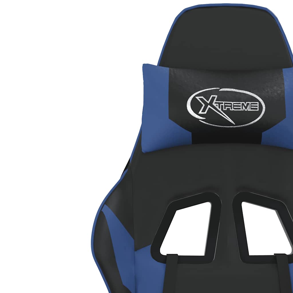 Gaming-Stuhl mit Massagefunktion Schwarz und Blau Kunstleder