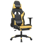 Gaming-Stuhl mit Massage & Fußstütze Schwarz Golden Kunstleder