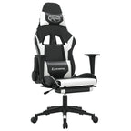 Gaming-Stuhl mit Massage & Fußstütze Schwarz & Weiß Kunstleder