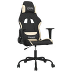 Gaming-Stuhl mit Massagefunktion Schwarz und Creme Stoff