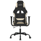 Gaming-Stuhl mit Massagefunktion Schwarz und Creme Stoff