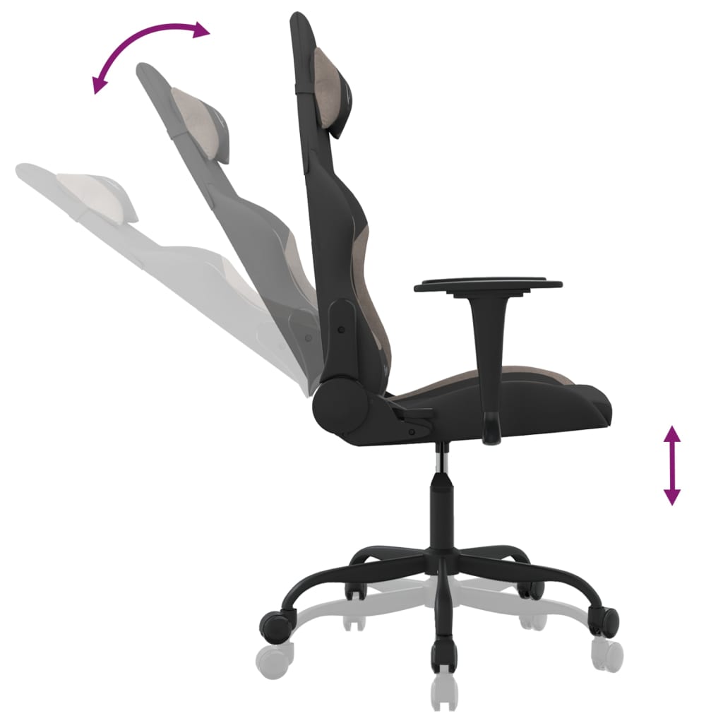 Gaming-Stuhl mit Massagefunktion Schwarz und Taupe Stoff