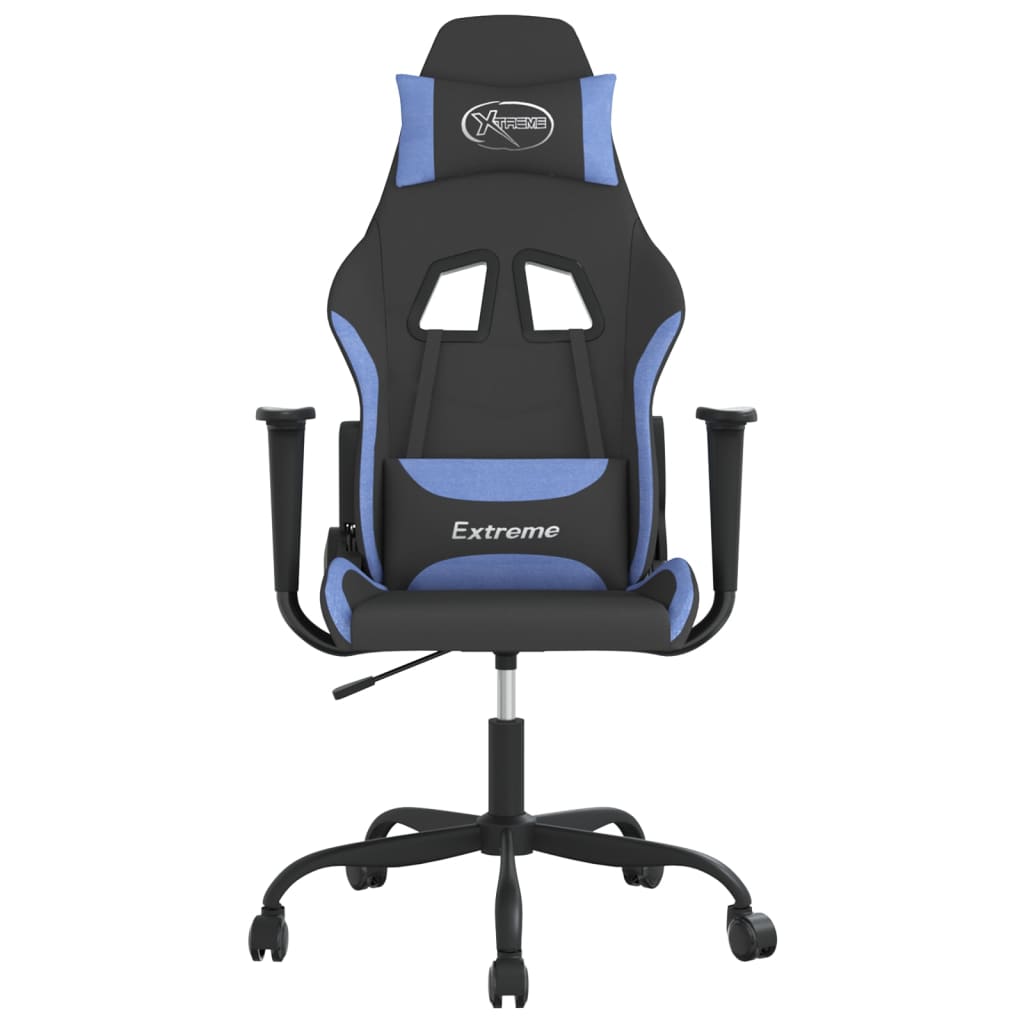 Gaming-Stuhl mit Massagefunktion Schwarz und Blau Stoff