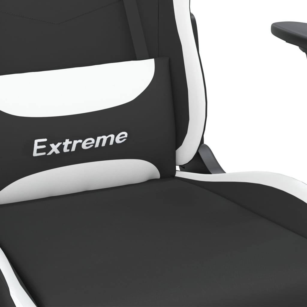 Gaming-Stuhl mit Massagefunktion Schwarz und Weiß Stoff