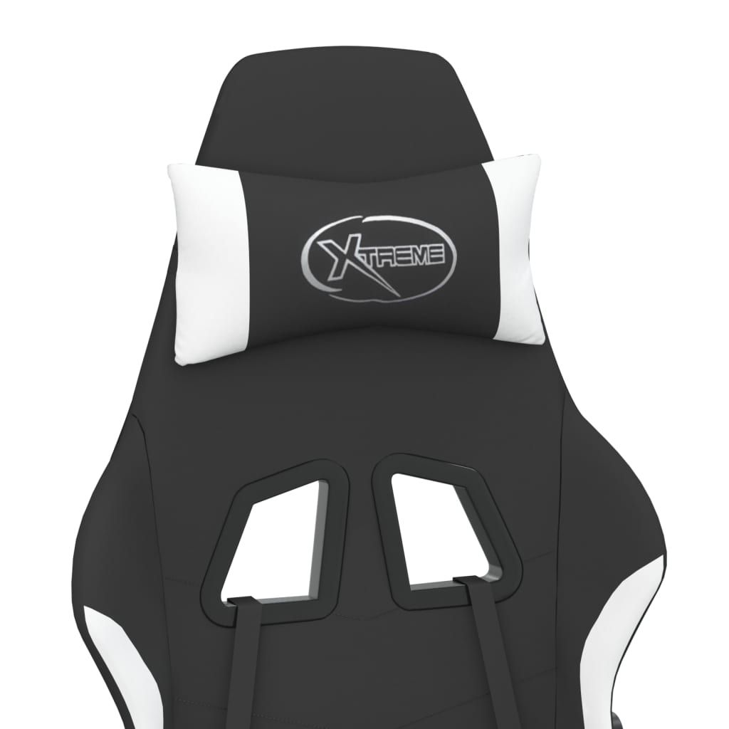 Gaming-Stuhl mit Massagefunktion Schwarz und Weiß Stoff
