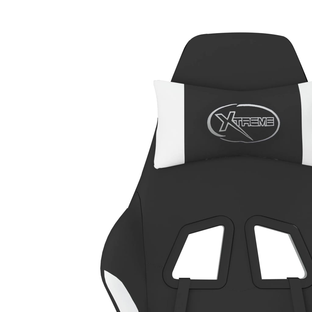 Gaming-Stuhl mit Massagefunktion Schwarz und Weiß Stoff