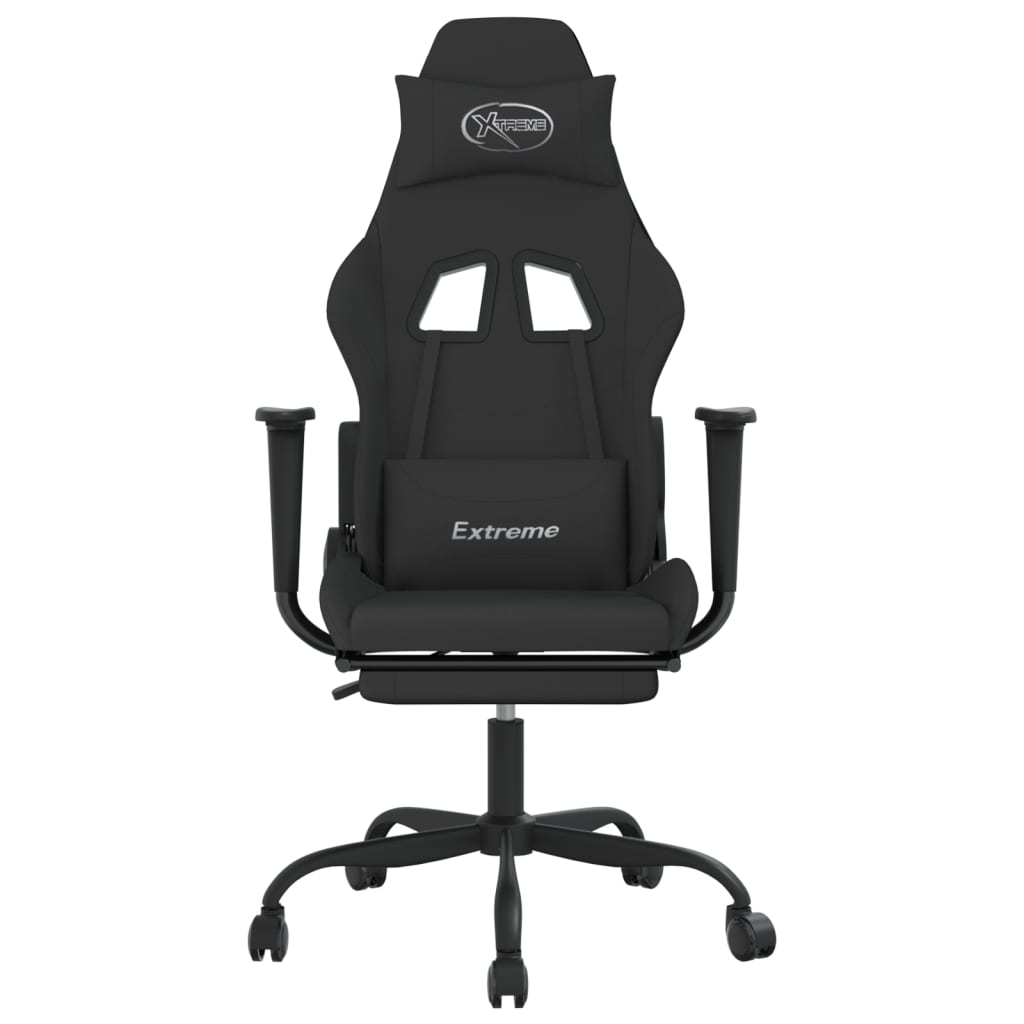 Gaming-Stuhl mit Massage & Fußstütze Schwarz Stoff