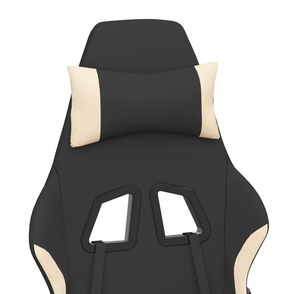 Gaming-Stuhl mit Massagefunktion Schwarz und Creme Stoff