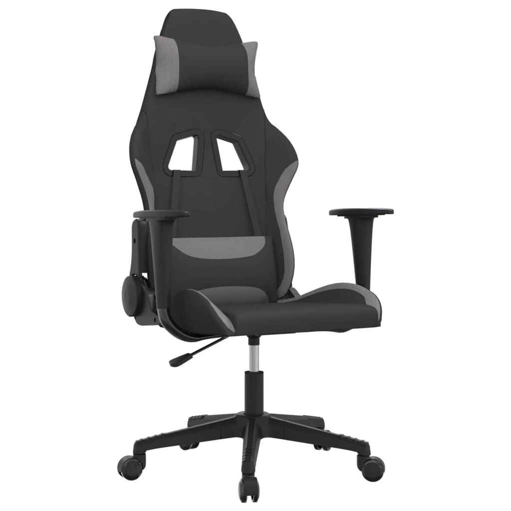Gaming-Stuhl mit Massagefunktion Schwarz und Hellgrau Stoff