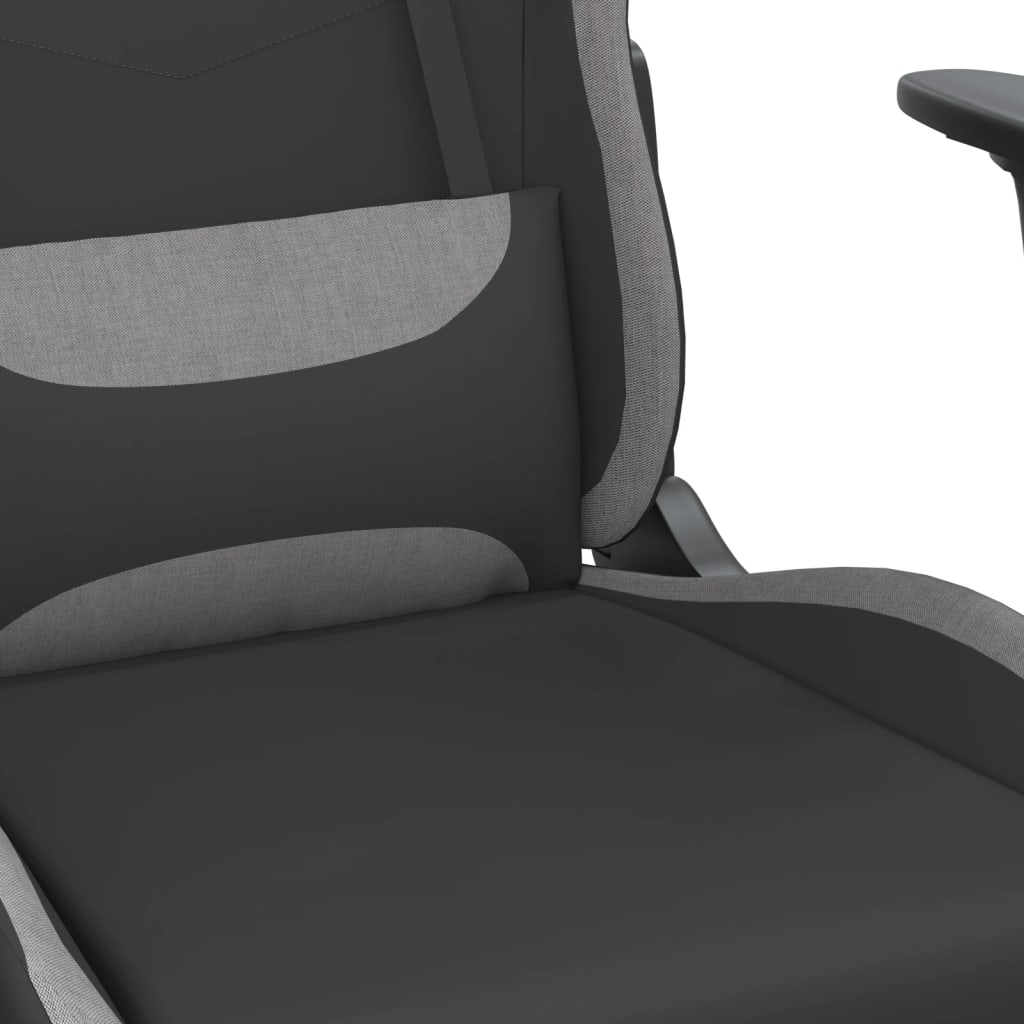 Gaming-Stuhl mit Massagefunktion Schwarz und Hellgrau Stoff