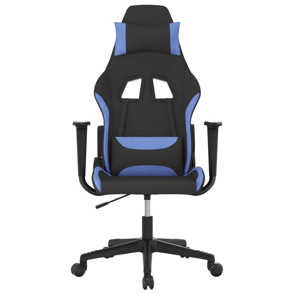 Gaming-Stuhl mit Massagefunktion Schwarz und Blau Stoff