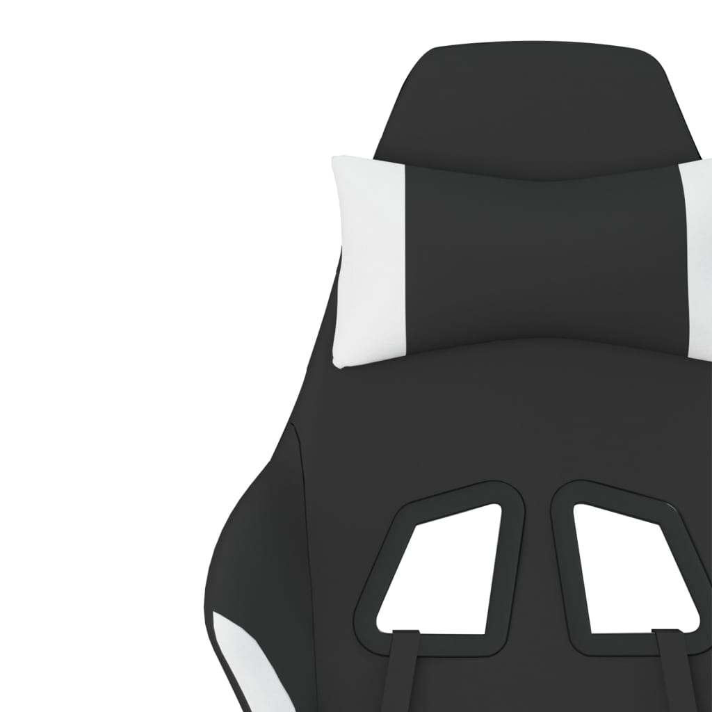 Gaming-Stuhl mit Massagefunktion Schwarz und Weiß Stoff