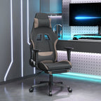 Gaming-Stuhl mit Massage & Fußstütze Schwarz und Taupe Stoff