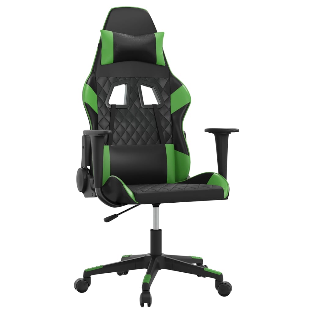 Gaming-Stuhl mit Massagefunktion Schwarz und Grün Kunstleder