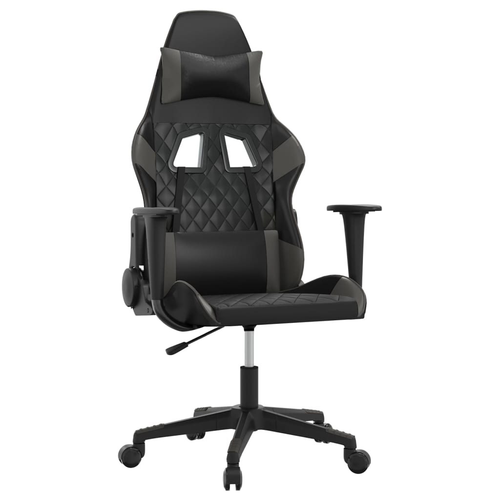Gaming-Stuhl mit Massagefunktion Schwarz und Grau Kunstleder