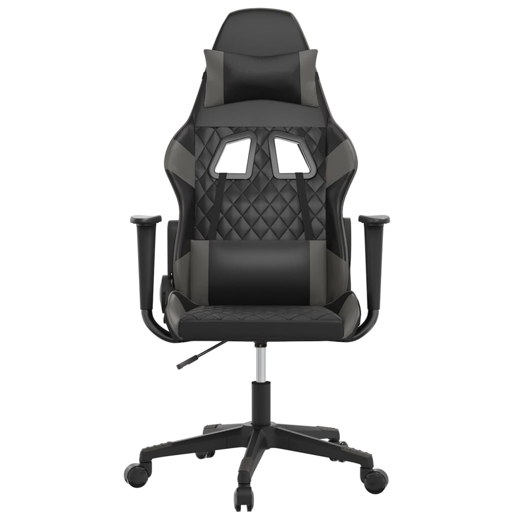 Gaming-Stuhl mit Massagefunktion Schwarz und Grau Kunstleder