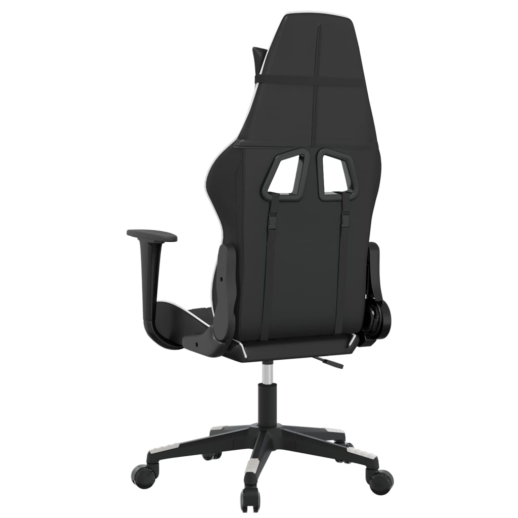 Gaming-Stuhl mit Massagefunktion Schwarz und Weiß Kunstleder