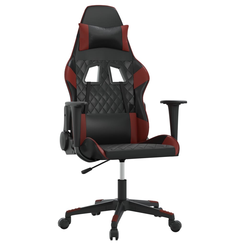 Gaming-Stuhl mit Massagefunktion Schwarz und Weinrot Kunstleder