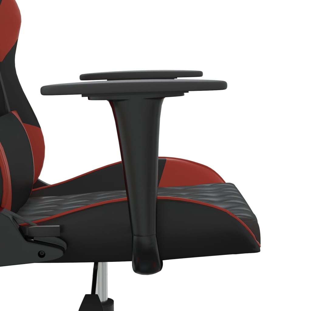 Gaming-Stuhl mit Massagefunktion Schwarz und Weinrot Kunstleder