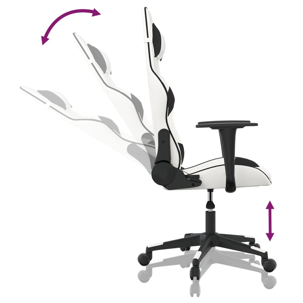 Gaming-Stuhl mit Massagefunktion Weiß und Schwarz Kunstleder