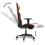 Gaming-Stuhl mit Massage & Fußstütze Schwarz Orange Kunstleder