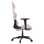 Gaming-Stuhl mit Massage & Fußstütze Weiß & Rosa Kunstleder