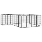 22-tlg. Hundelaufstall Schwarz 50x100cm Stahl Pulverbeschichtet