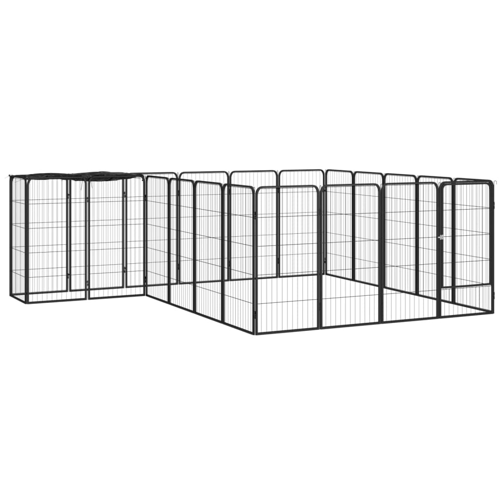22-tlg. Hundelaufstall Schwarz 50x100cm Stahl Pulverbeschichtet