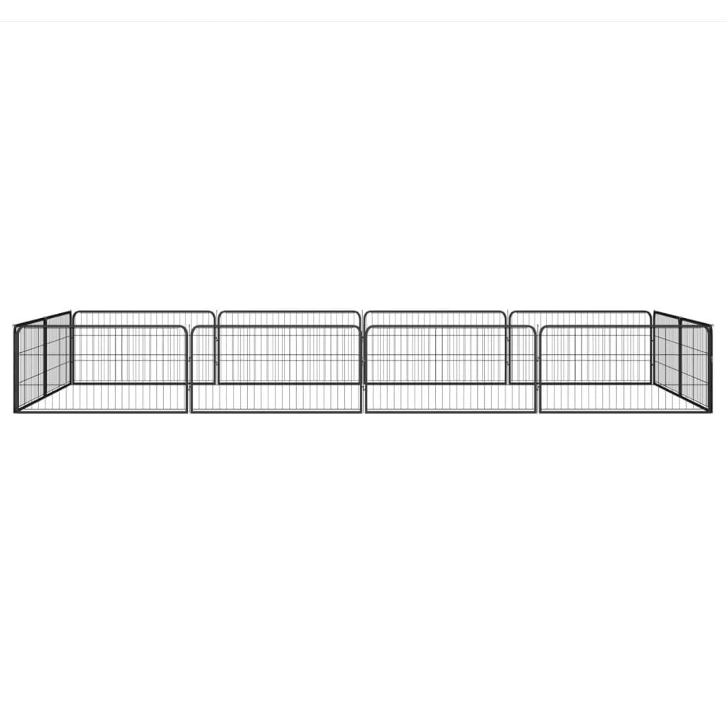 12-tlg. Hundelaufstall Schwarz 100x50cm Stahl Pulverbeschichtet