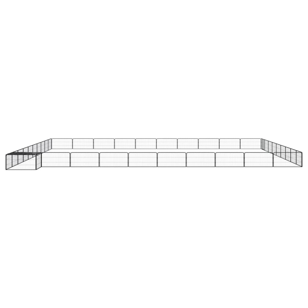 40-tlg. Hundelaufstall Schwarz 100x50cm Stahl Pulverbeschichtet