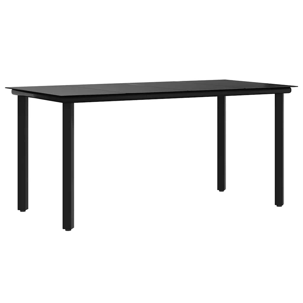 Garten-Esstisch Schwarz 160x80x74 cm Stahl und Hartglas