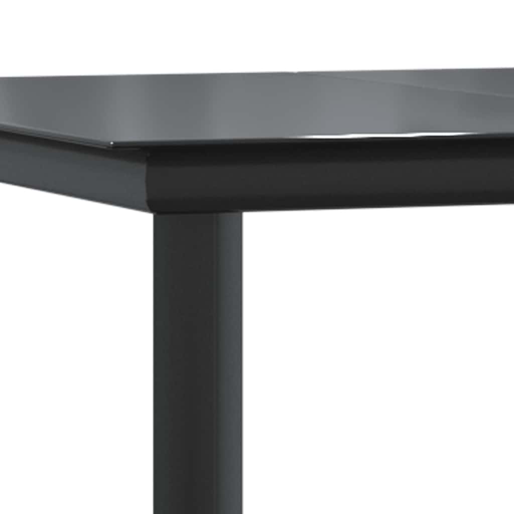 Garten-Esstisch Schwarz 160x80x74 cm Stahl und Hartglas