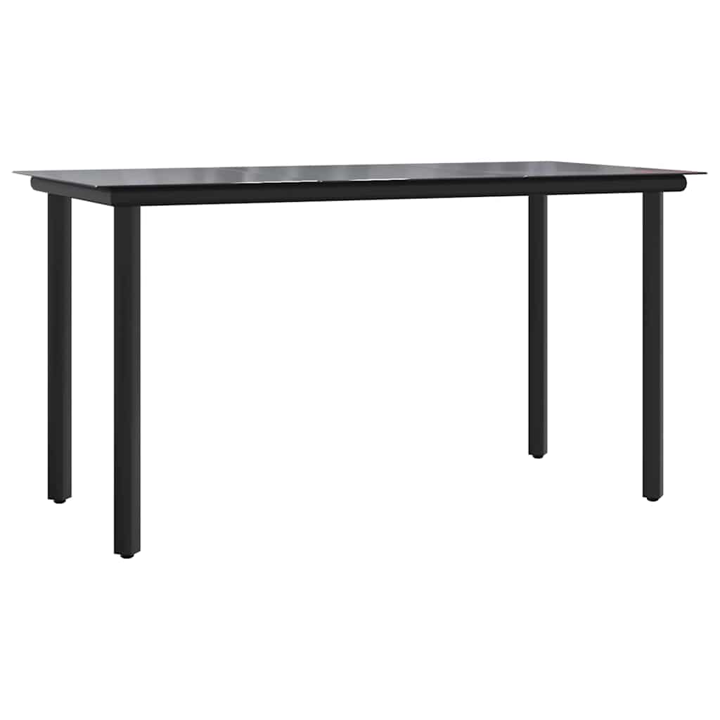 Garten-Esstisch Schwarz 200x100x74 cm Stahl und Hartglas