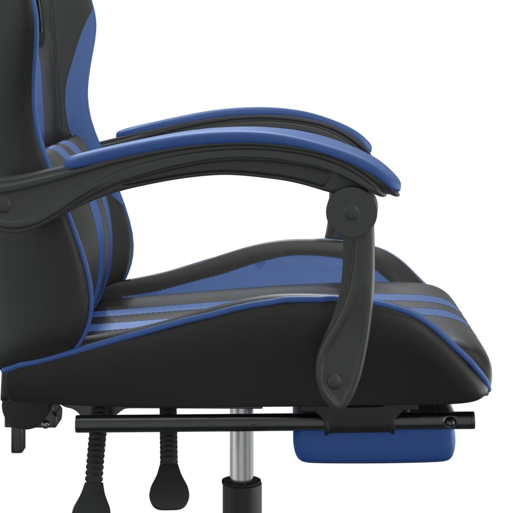 Gaming-Stuhl mit Fußstütze Drehbar Schwarz & Blau Kunstleder
