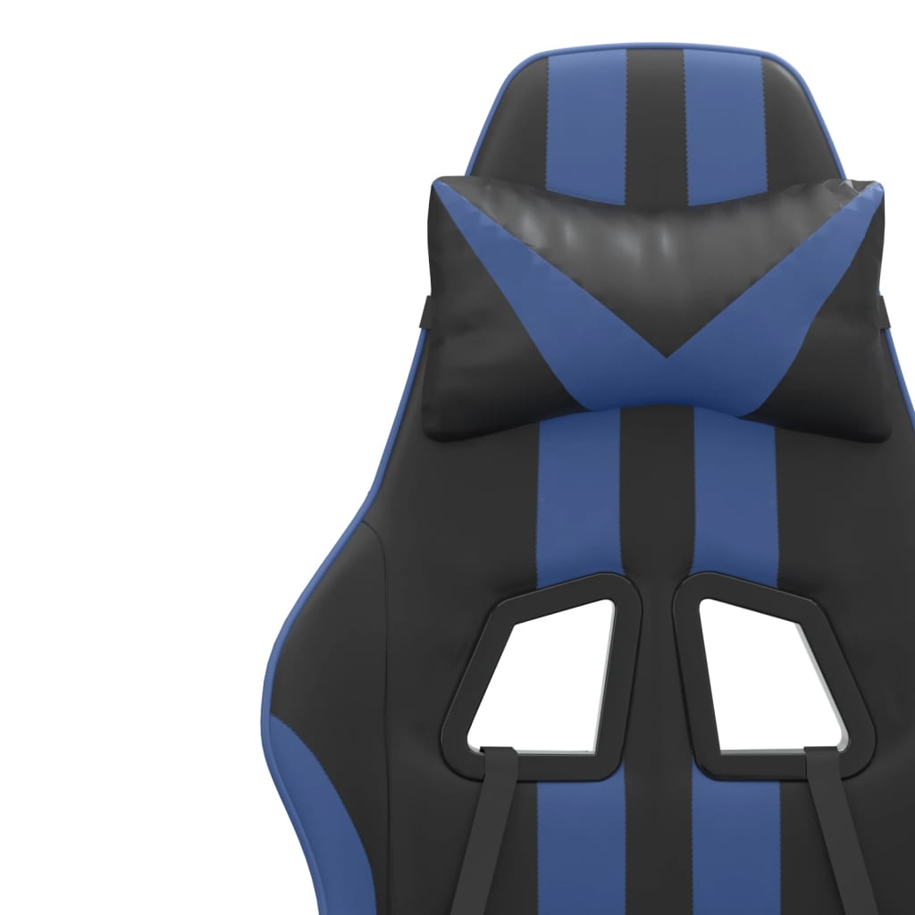 Gaming-Stuhl mit Fußstütze Drehbar Schwarz & Blau Kunstleder