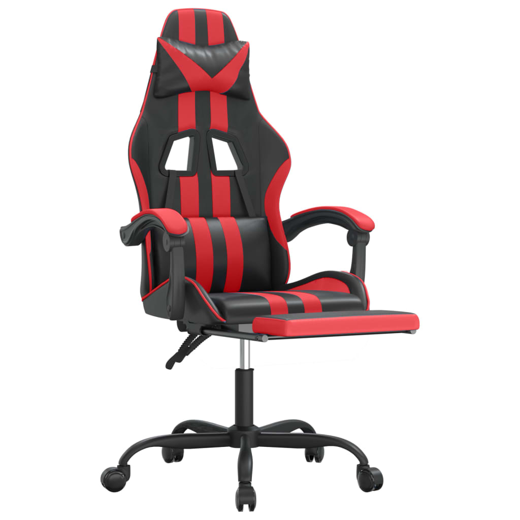 Gaming-Stuhl mit Fußstütze Drehbar Schwarz & Rot Kunstleder