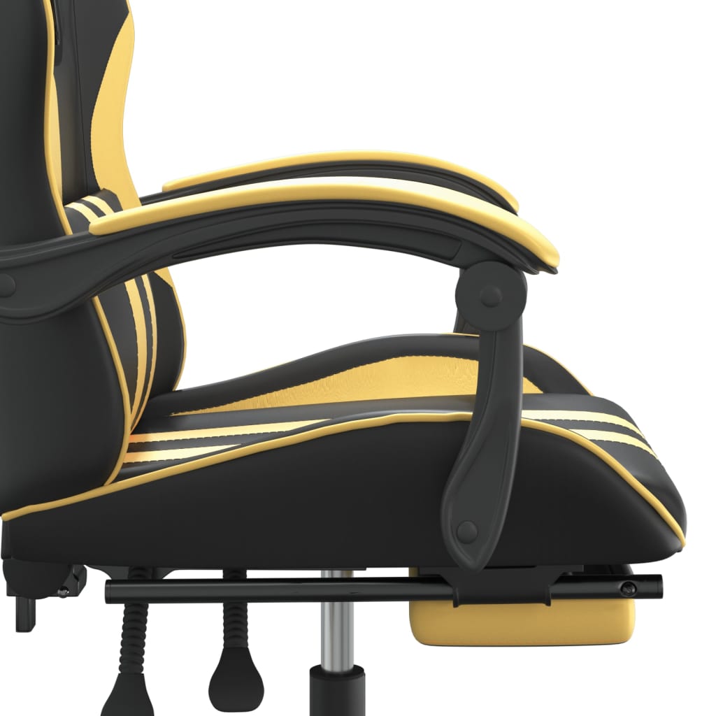 Gaming-Stuhl mit Fußstütze Drehbar Schwarz & Golden Kunstleder