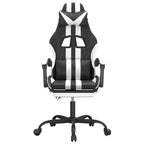 Gaming-Stuhl mit Fußstütze Drehbar Schwarz & Weiß Kunstleder