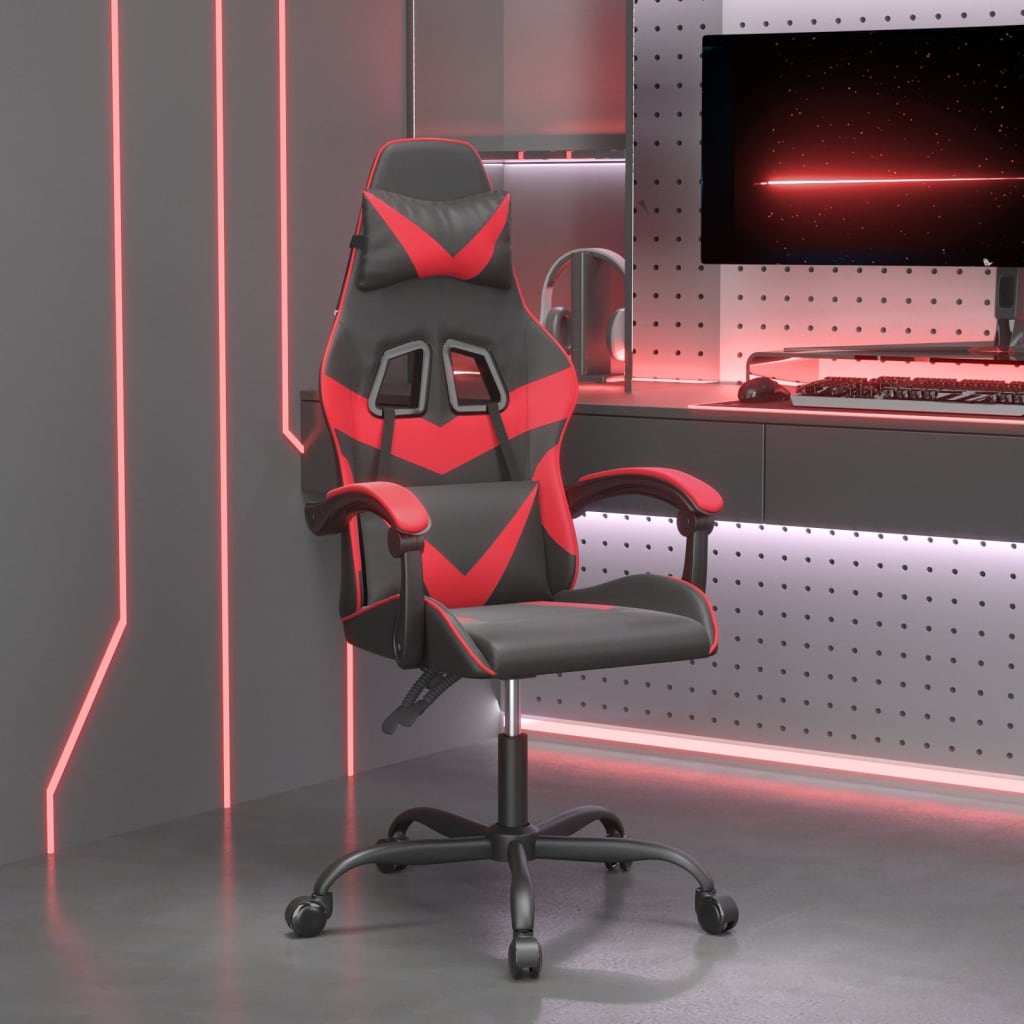 Gaming-Stuhl Drehbar Schwarz und Rot Kunstleder