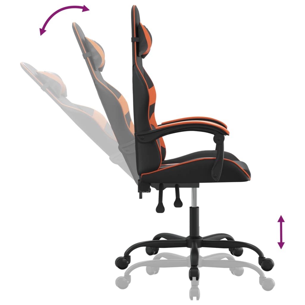 Gaming-Stuhl Drehbar Schwarz und Orange Kunstleder