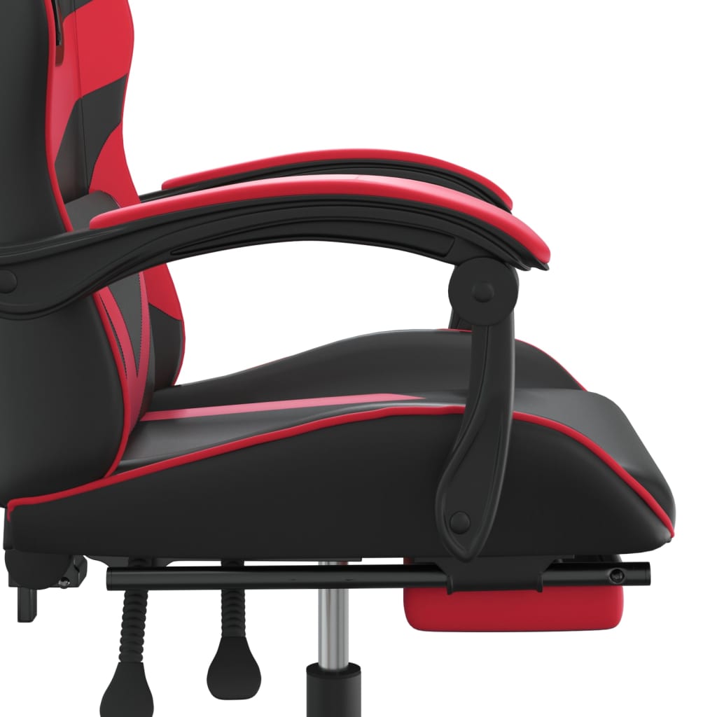 Gaming-Stuhl mit Fußstütze Drehbar Schwarz & Rot Kunstleder