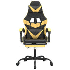 Gaming-Stuhl mit Fußstütze Drehbar Schwarz & Golden Kunstleder